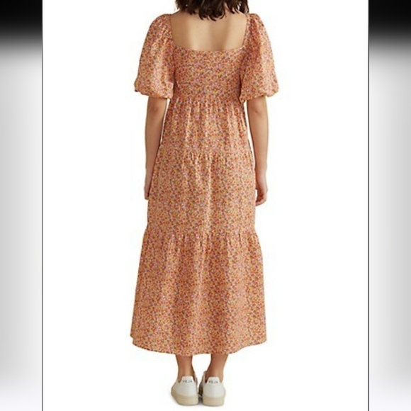 Mink Pink Sz M  Morwell Smocked Bishops Sleeve Floral Midi Flowy Summer Dress - Picture 2 of 12